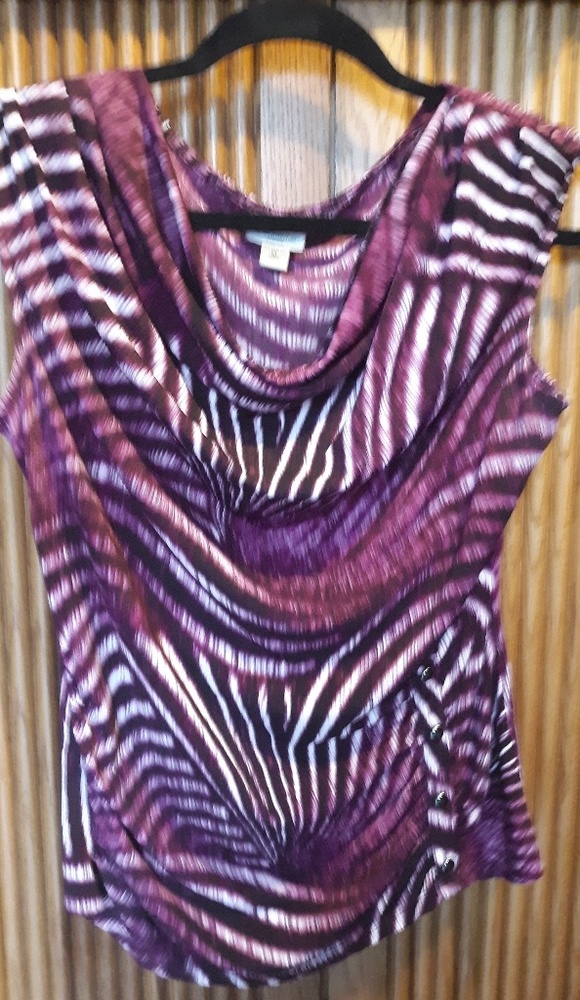 Zebra Print Sleeves Cowl Neck